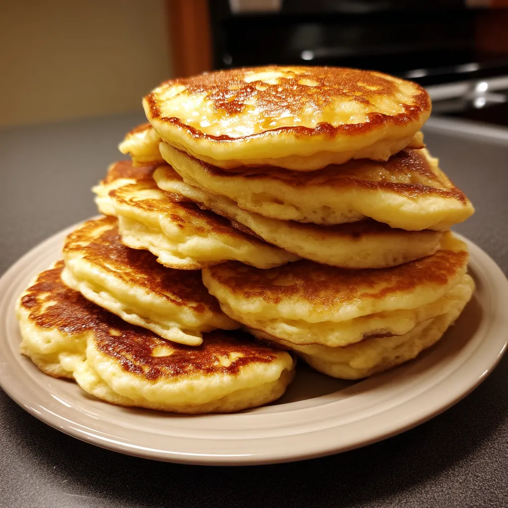Une pile de pancakes sur un plateau.