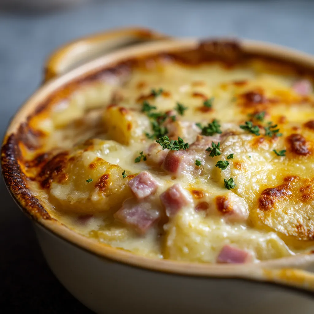 Une assiette de macaroni et de sauce chocolat.