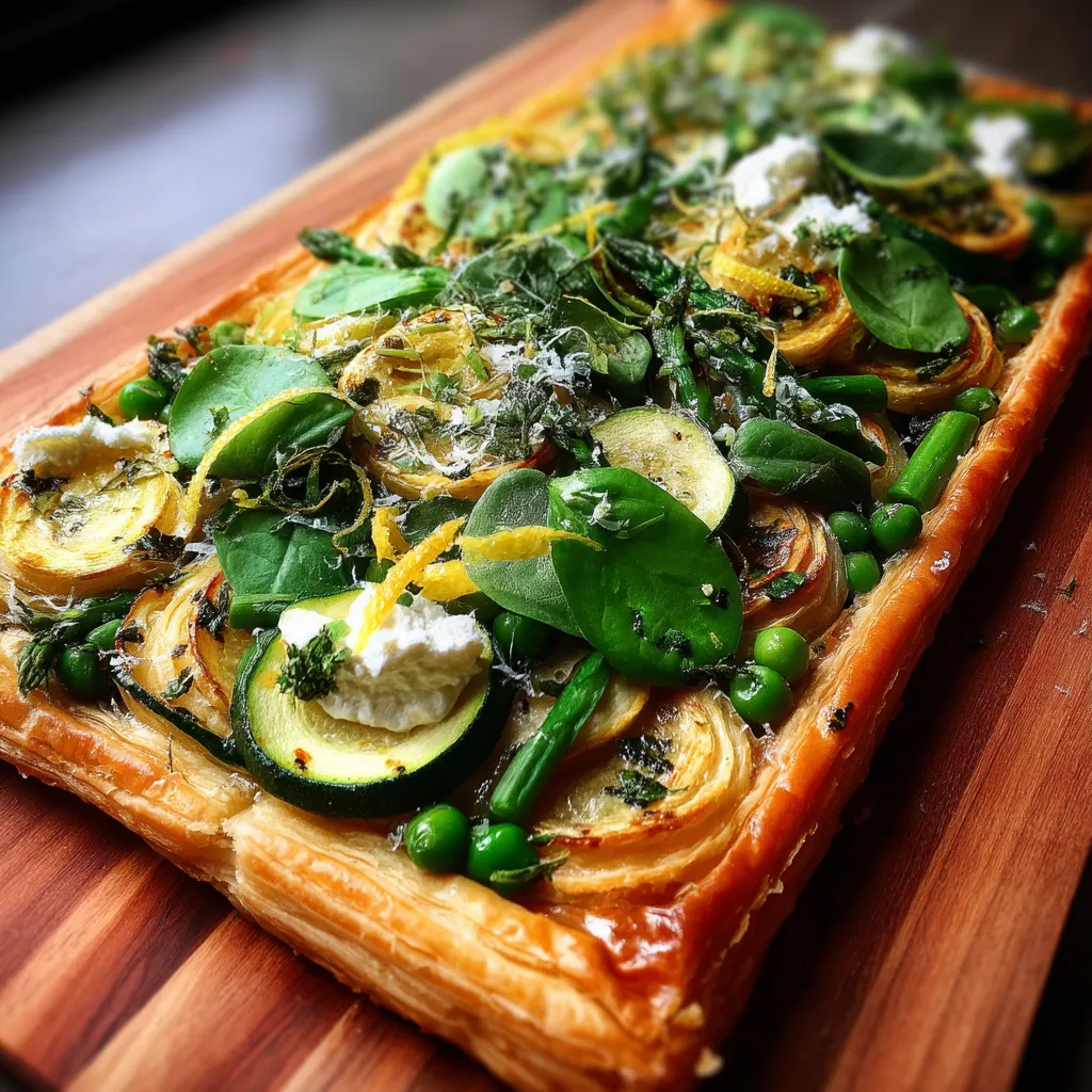 Une pâte de pizza avec des légumes verts et des fromages.