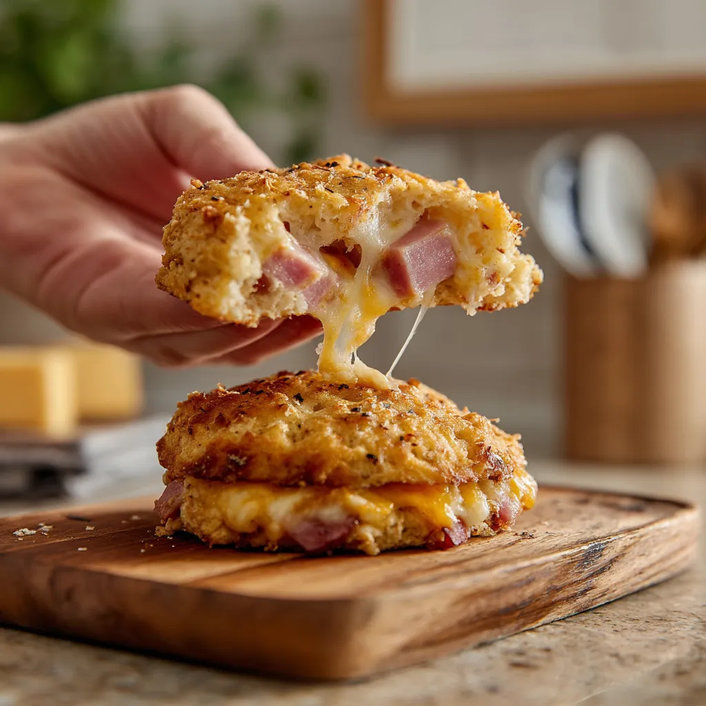 A hand holding a piece of food.