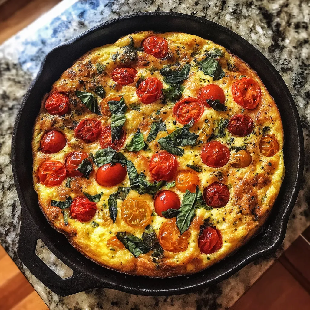 Une pizza maison est servie dans un bol en fonte. Elle est garnie de tomates, de basilic et de fromage.