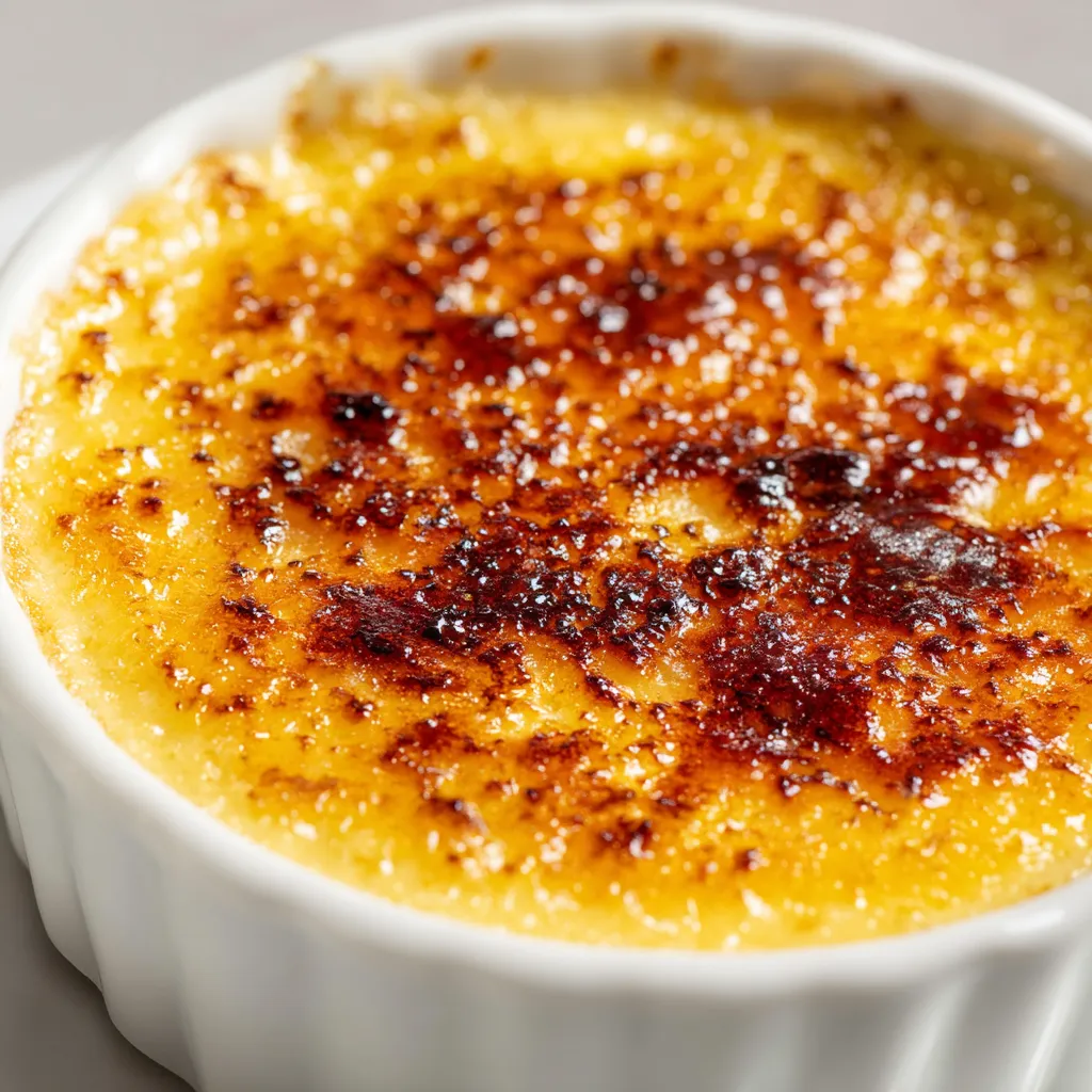 Une tarte brûlée chaude et croustillante, servie dans un bol en verre.