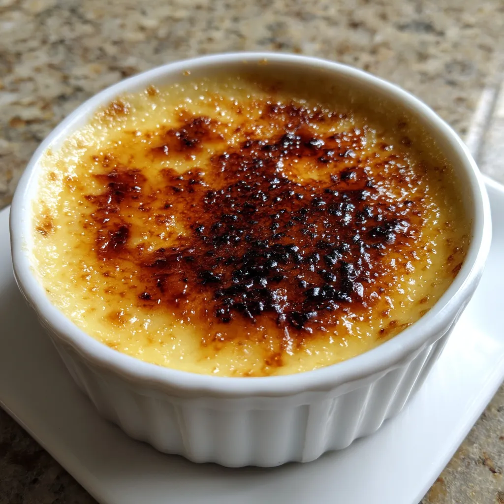 Une crème brûlée chaude dans un bol en verre.