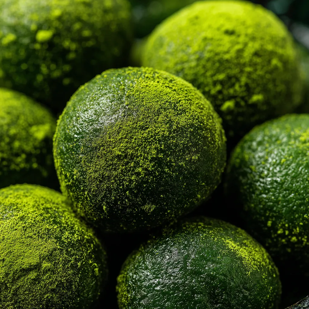 Des boules de spirulina mochi.