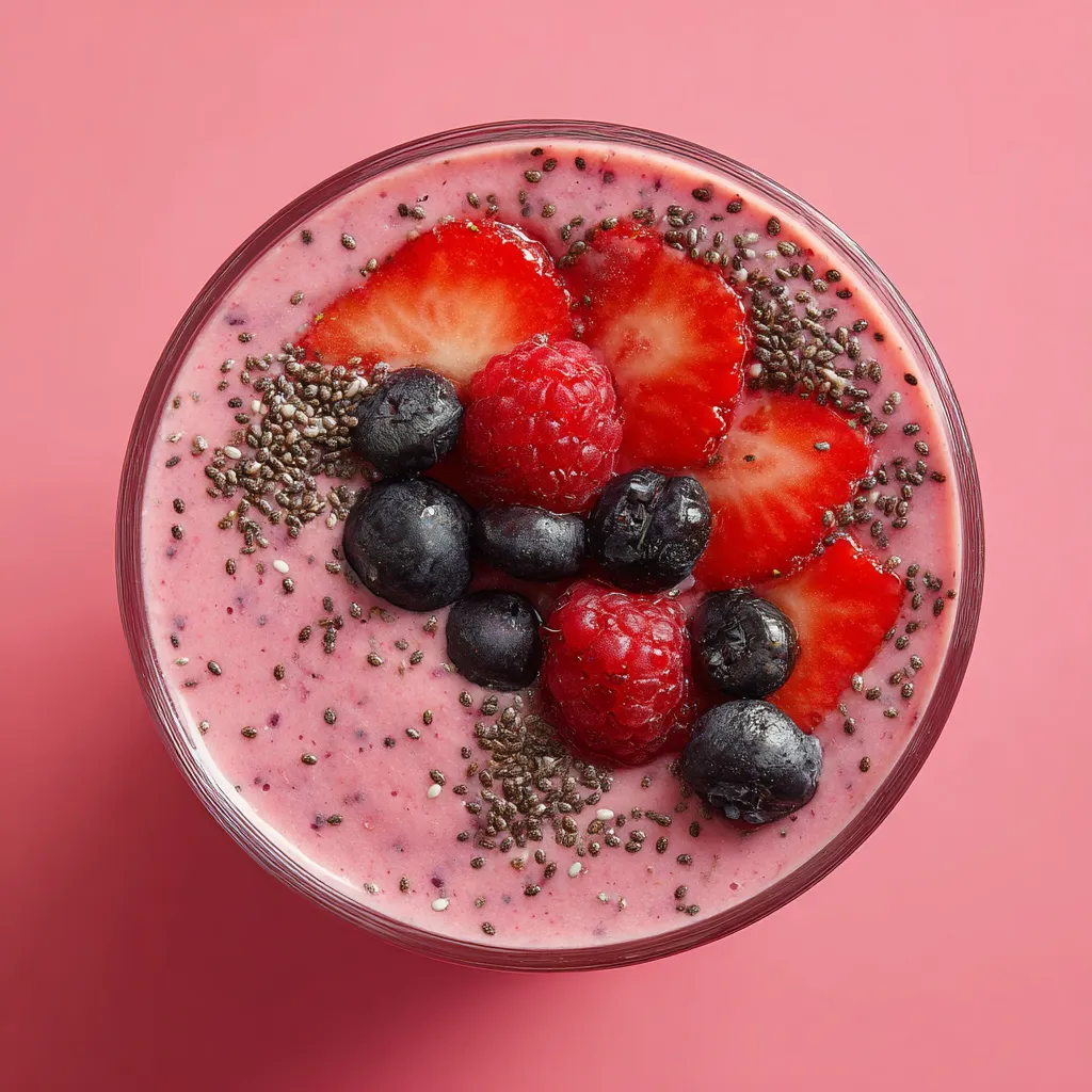 Un verre rempli de fruits rouges et bleus.