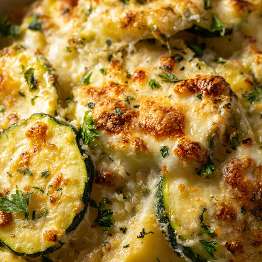 Une image de zucchini et de fromage grillé.