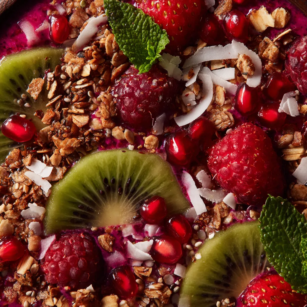 Un smoothie exotique avec des fruits et des graines.