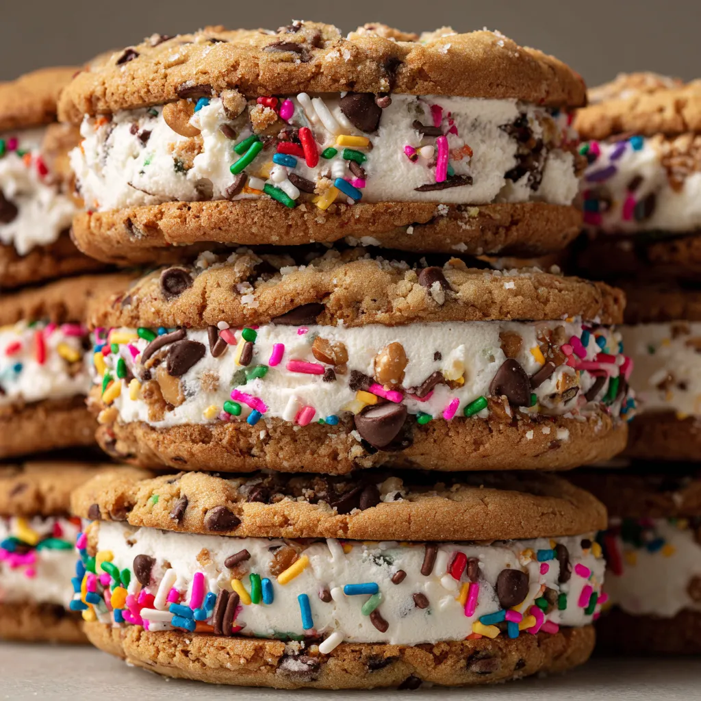 Des cookies sandwiches garnis de crème glacée.