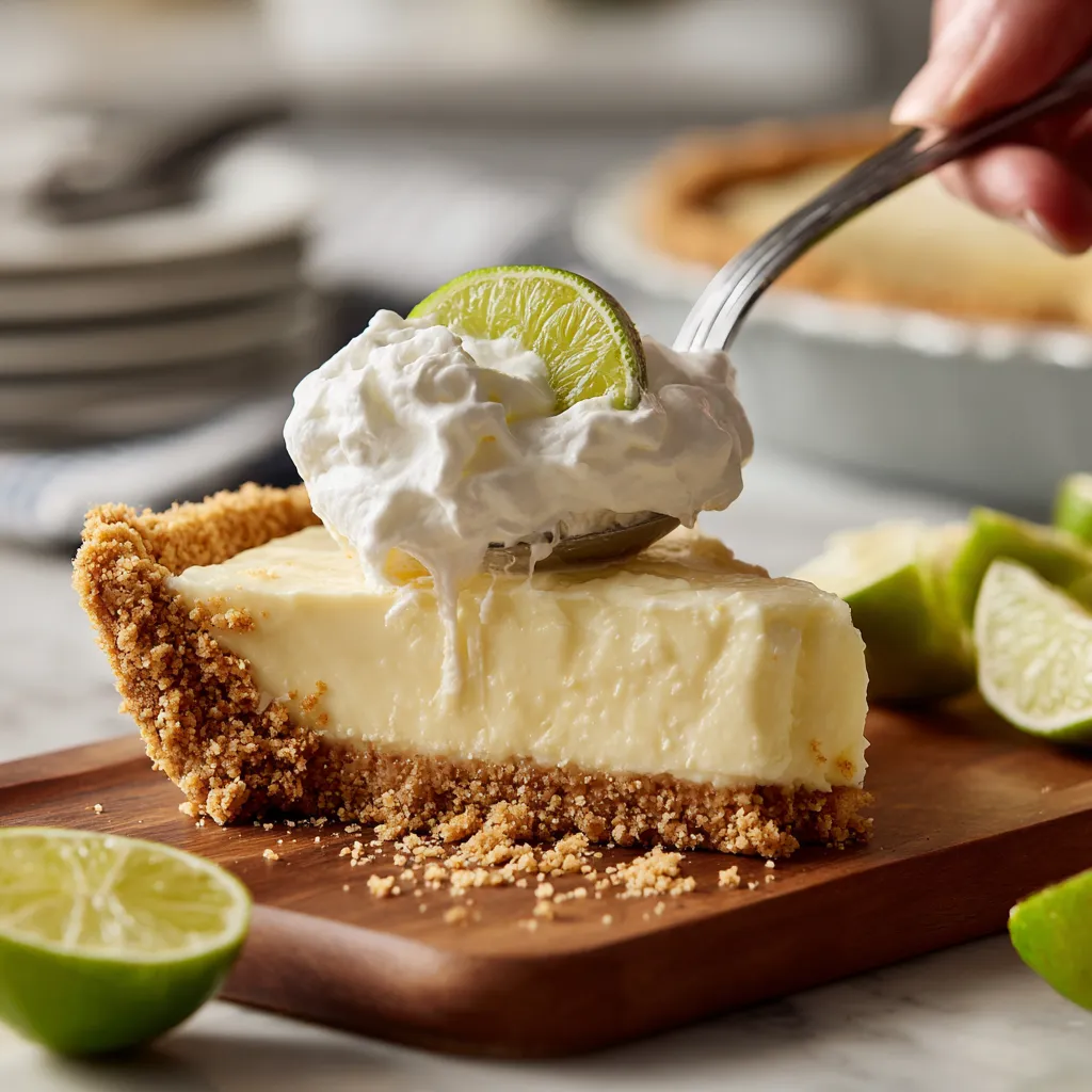 Une personne en train de prendre une bouchée de crème de citron.