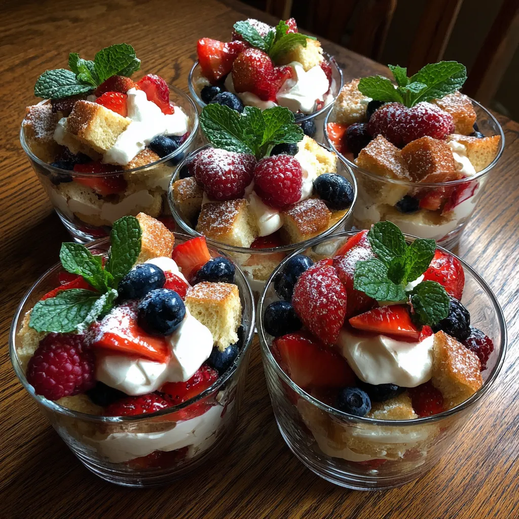 Six petits plats de desserts avec des fruits frais et des biscuits.