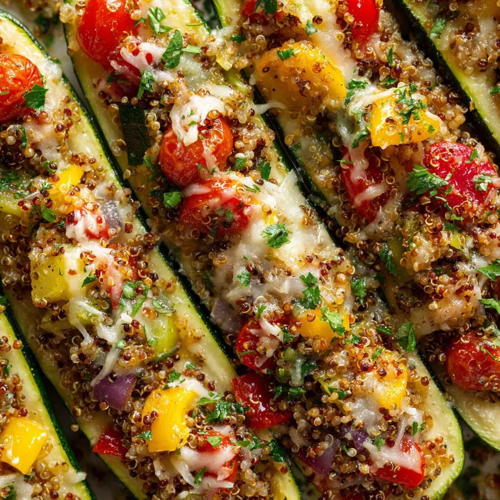 Des zucchinis farcis de légumes et de couscous.