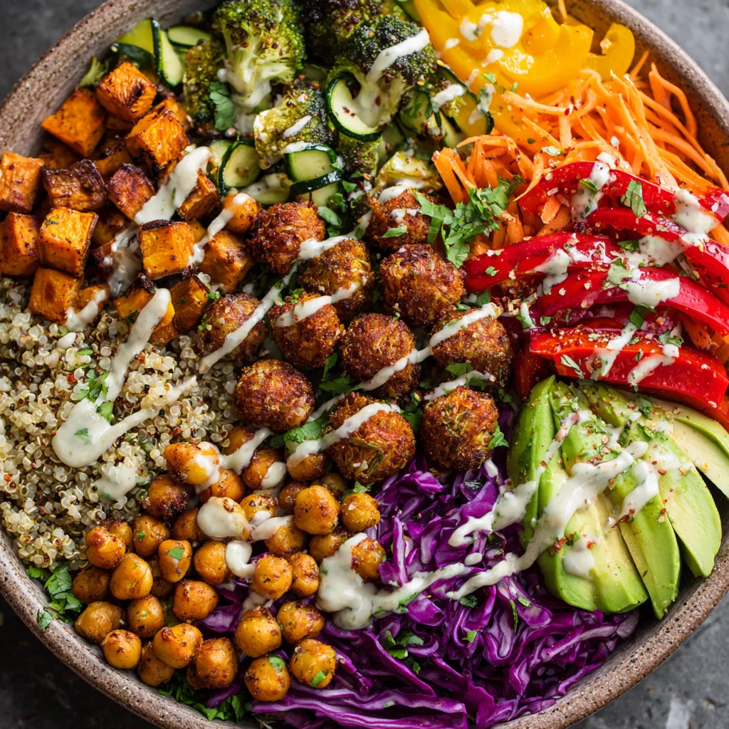 Un plat coloré contenant des légumes et des graines.