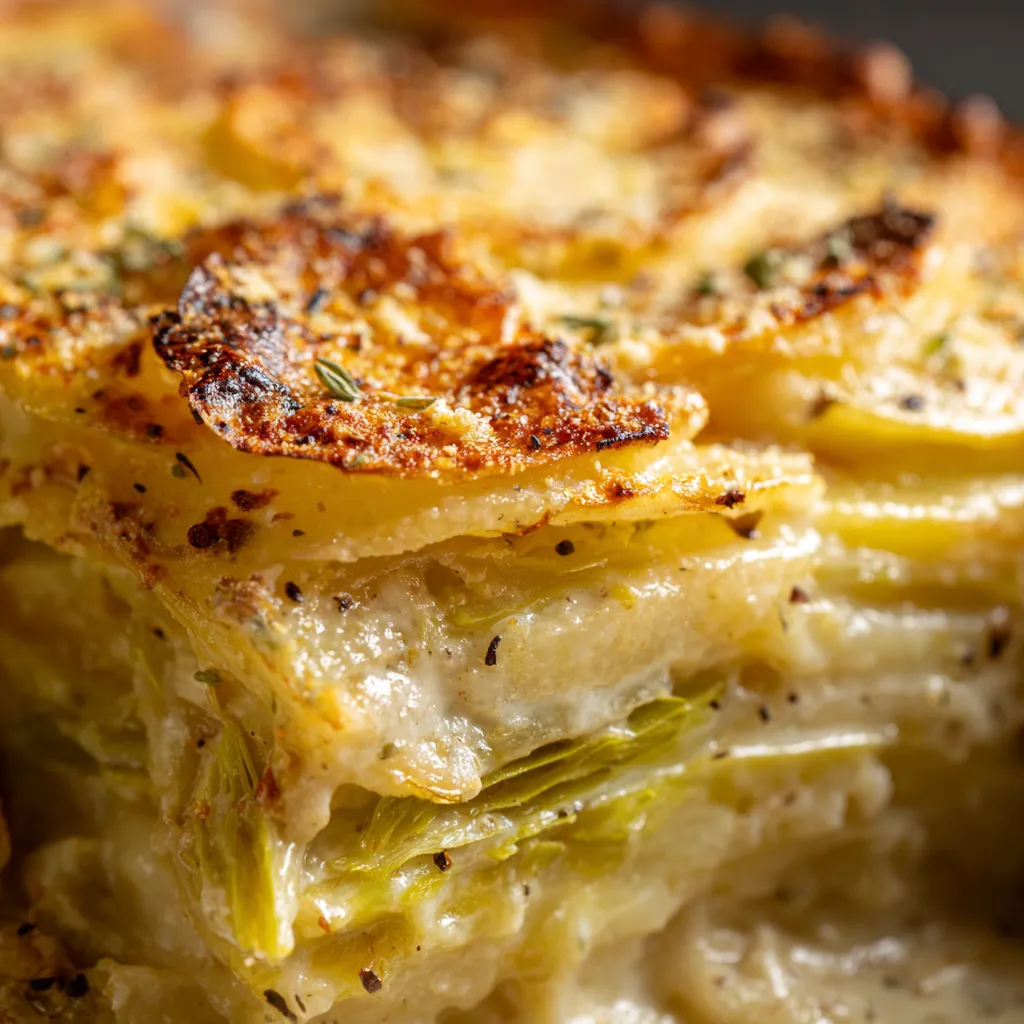 Une image de gratin dauphinois avec des légumes de saison.