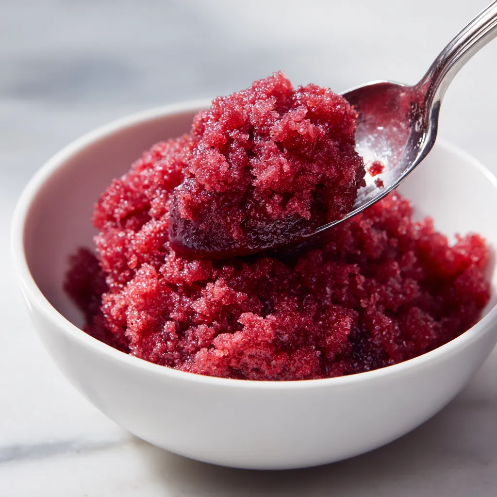 Un bol contenant du granite de plum et gingembre.
