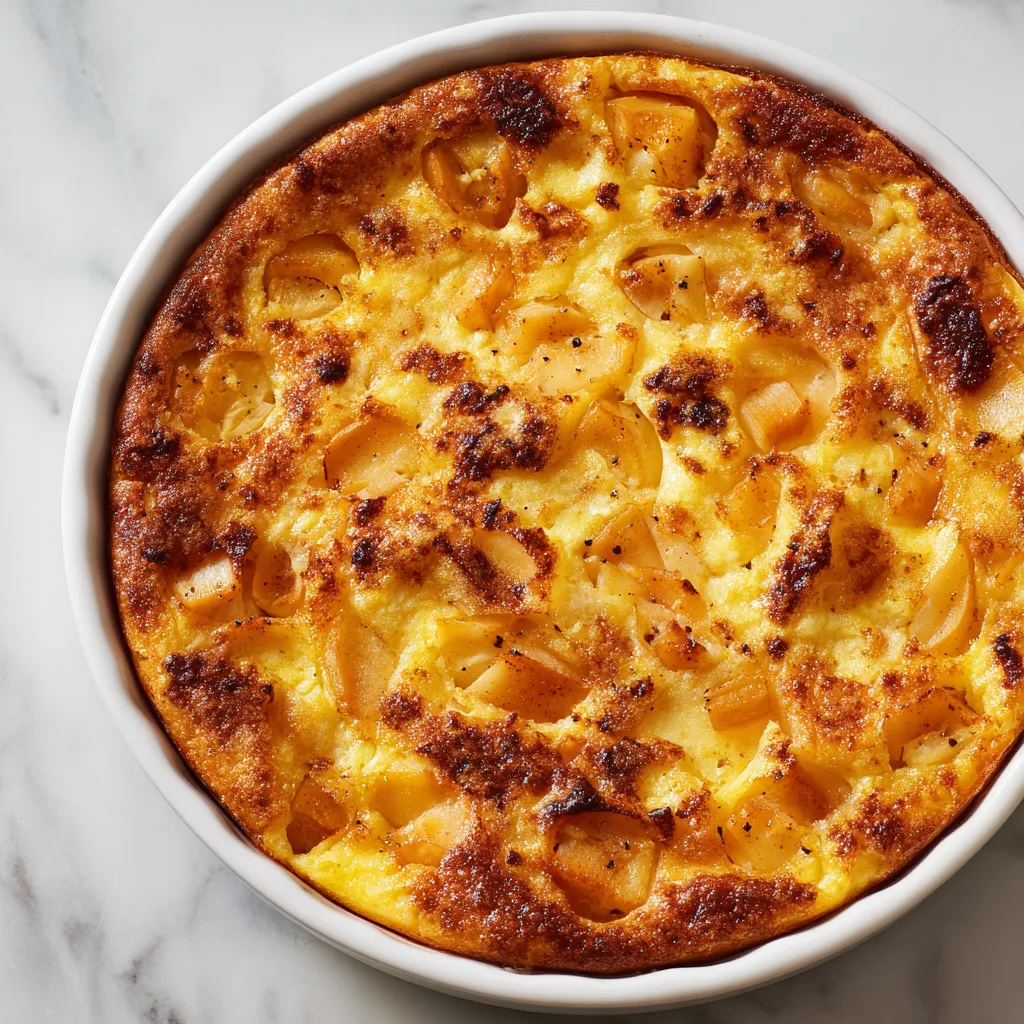 Une tarte aux pommes est servie dans un bol en verre.