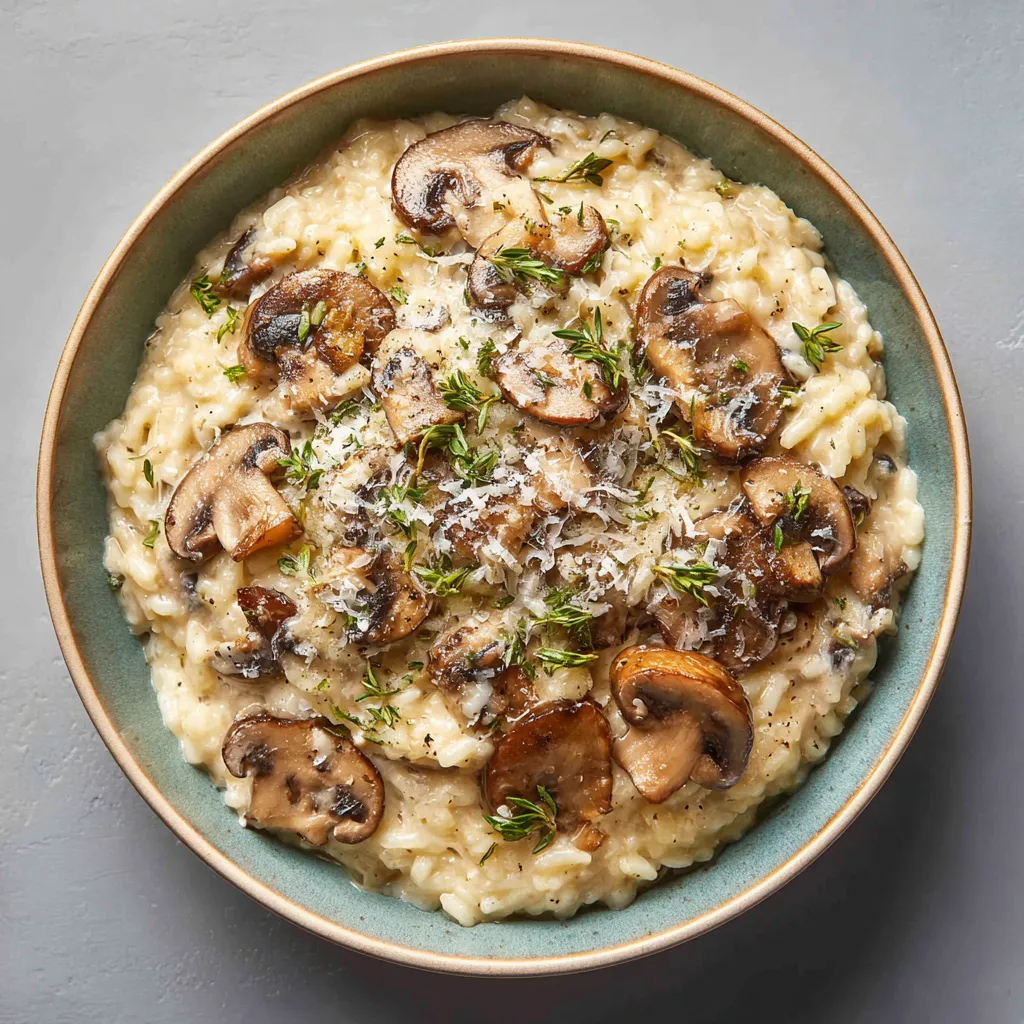 Une assiette contenant des champignons et du riz.