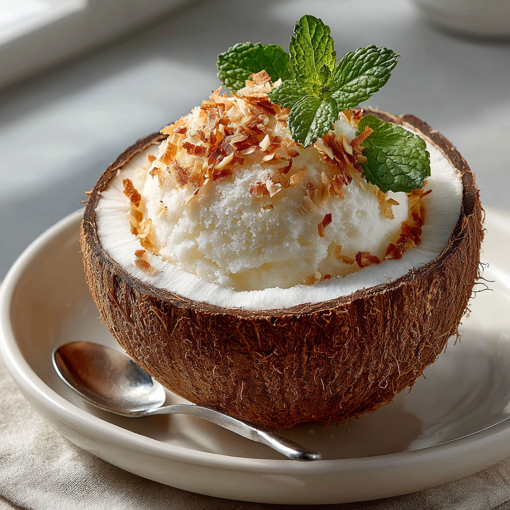 A white bowl filled with coconut and white cream.