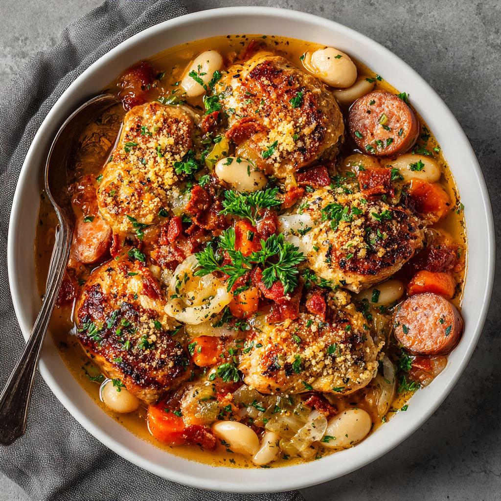 A bowl of food with a spoon in it.