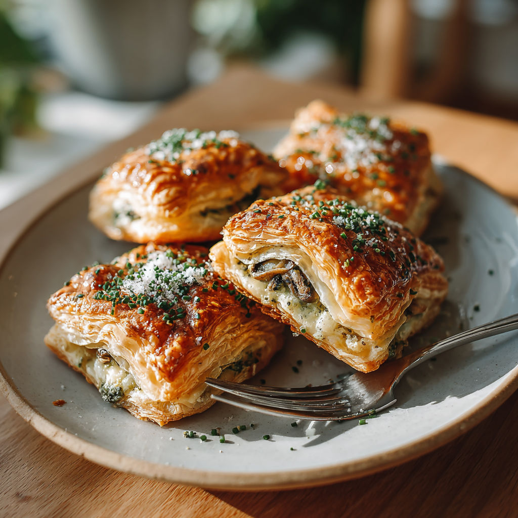 A plate of escargots de bourgogne en feuilletés croustillants modernes.