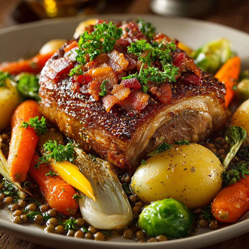 A plate of food with meat, potatoes, carrots, and broccoli.