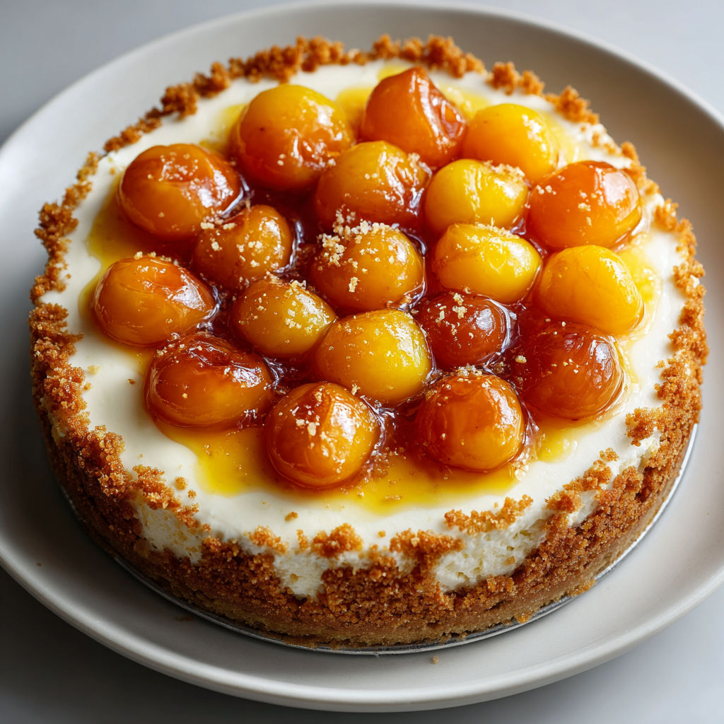 A cheesecake with a fruit topping.