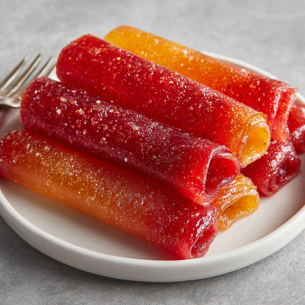 A plate of red and yellow candies.