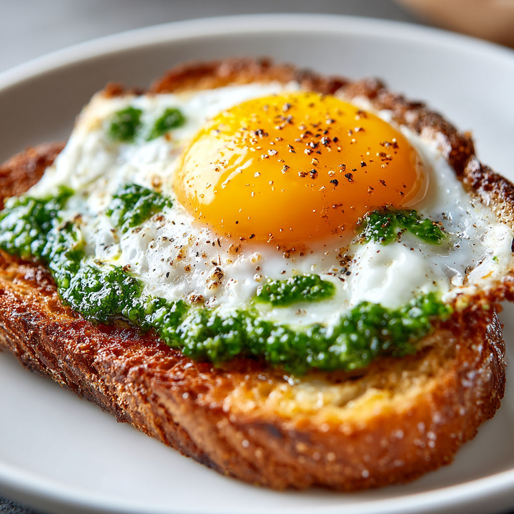 A slice of toast with a fried egg on top.