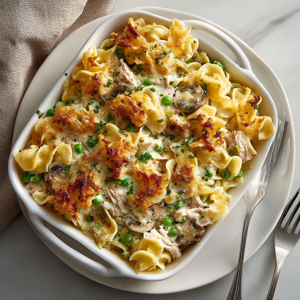 A bowl of pasta with peas and mushrooms.