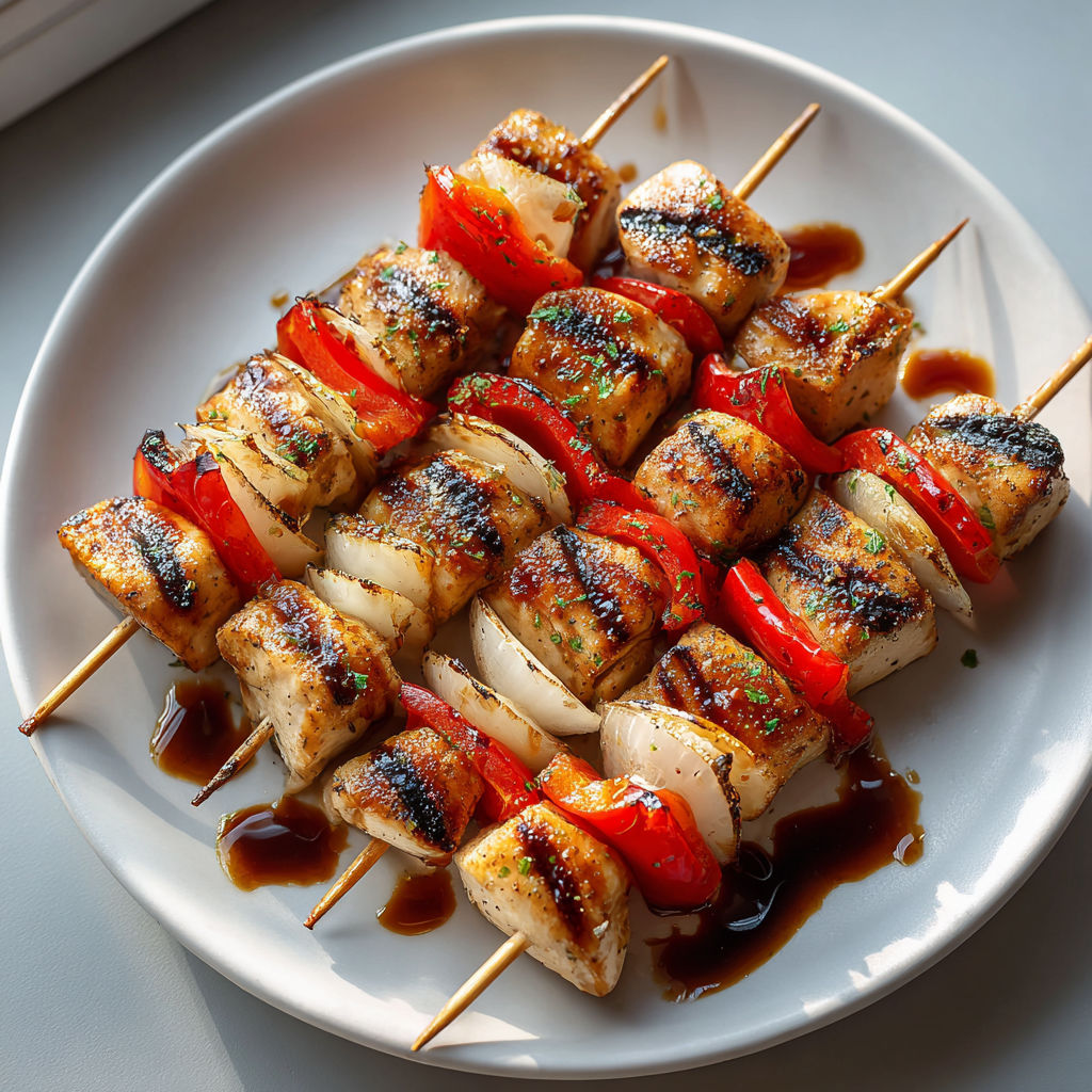 A plate of food with a stick in it.