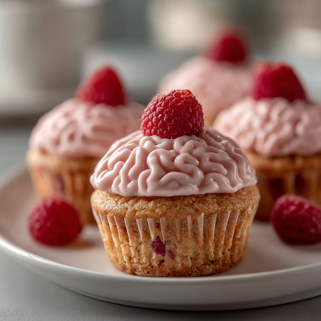 Pink cupcakes with raspberries and mascarpone.
