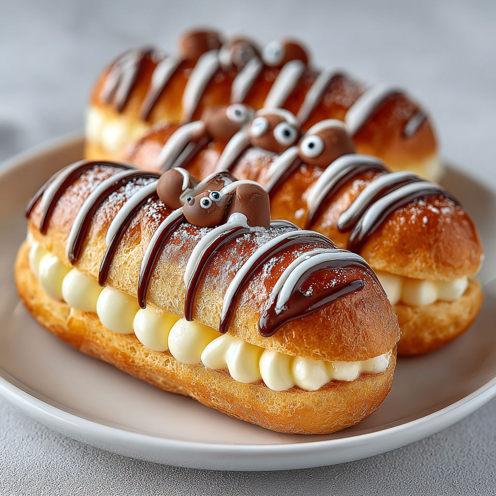 A plate of pastries with chocolate and white frosting.