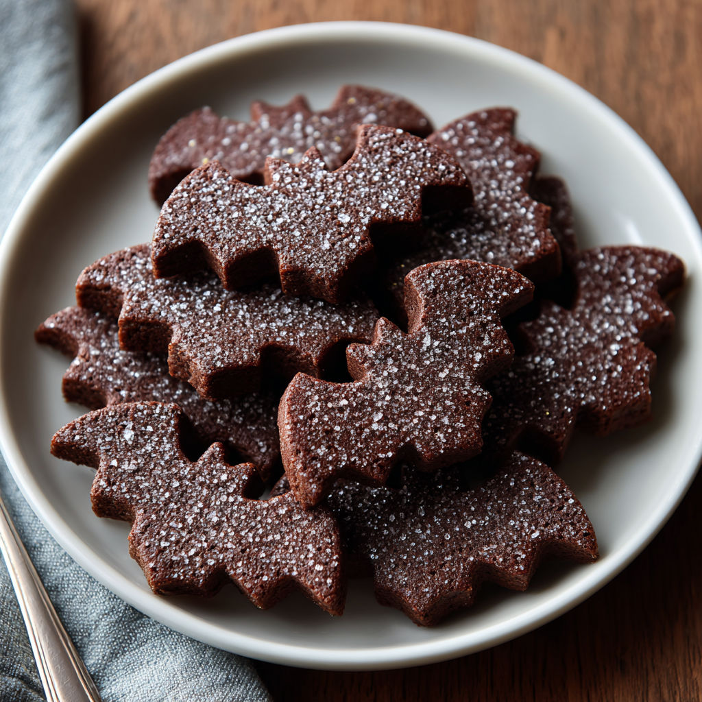 A plate of chocolate covered cookies with sugar sprinkles.