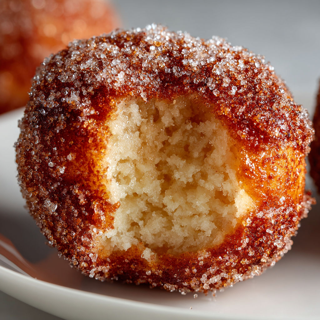 A plate of donut holes with a hole in the center.