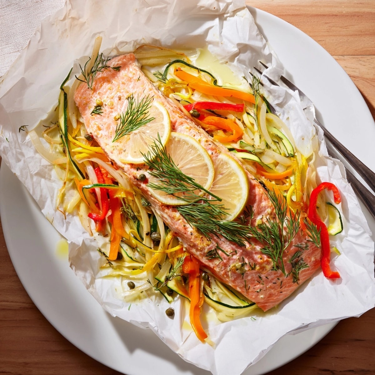 Le saumon en papillote, une recette facile pour un poisson tendre et des légumes parfumés à l'aneth.