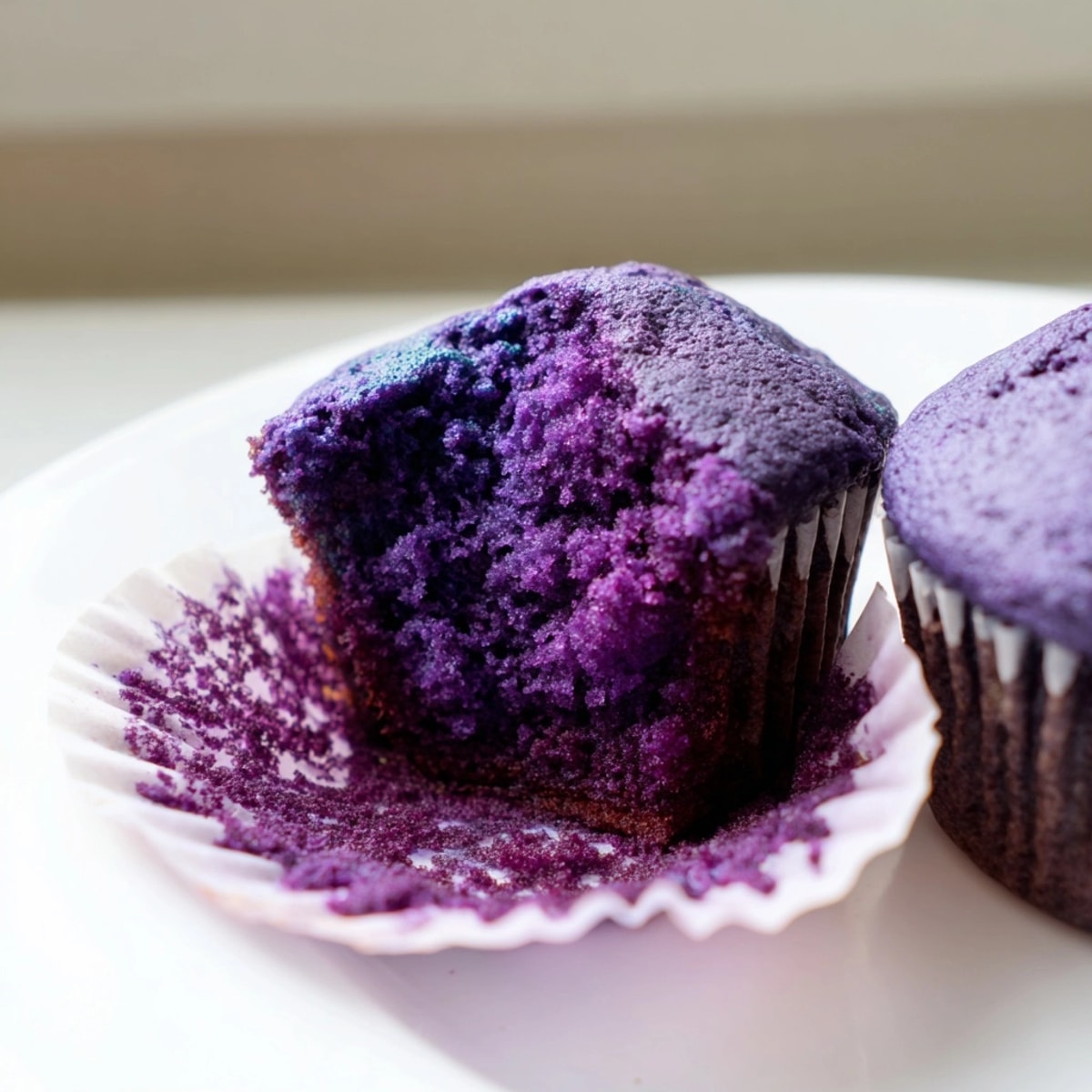 Ube Violet Muffins filipins faits maison avec de l'ube halaya, un r&eacute;gal violet moelleux absolument d&eacute;licieux.