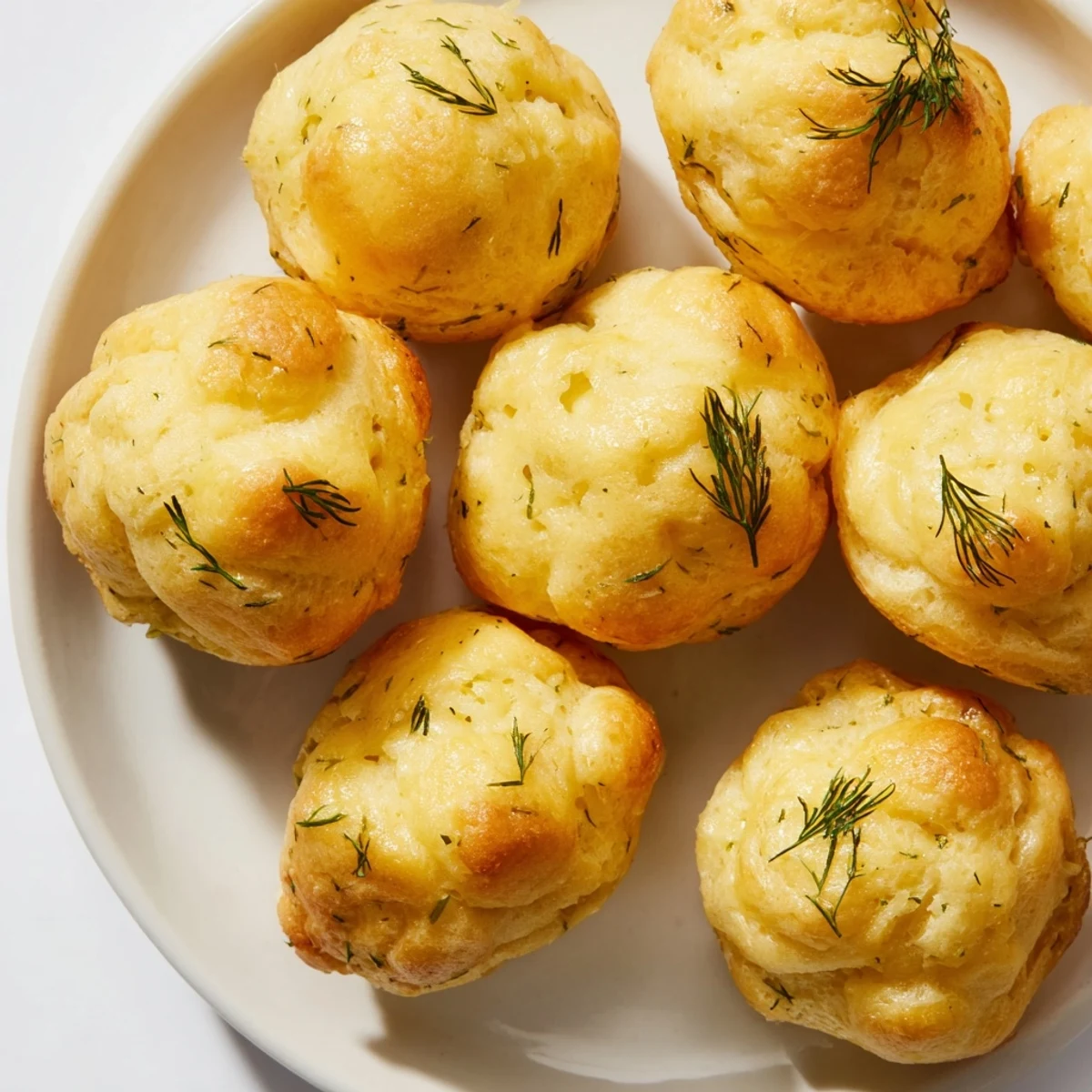 Elegant Dill Pickle Gougère Puffs, infused with fresh dill, ideal for cozy appetizers.