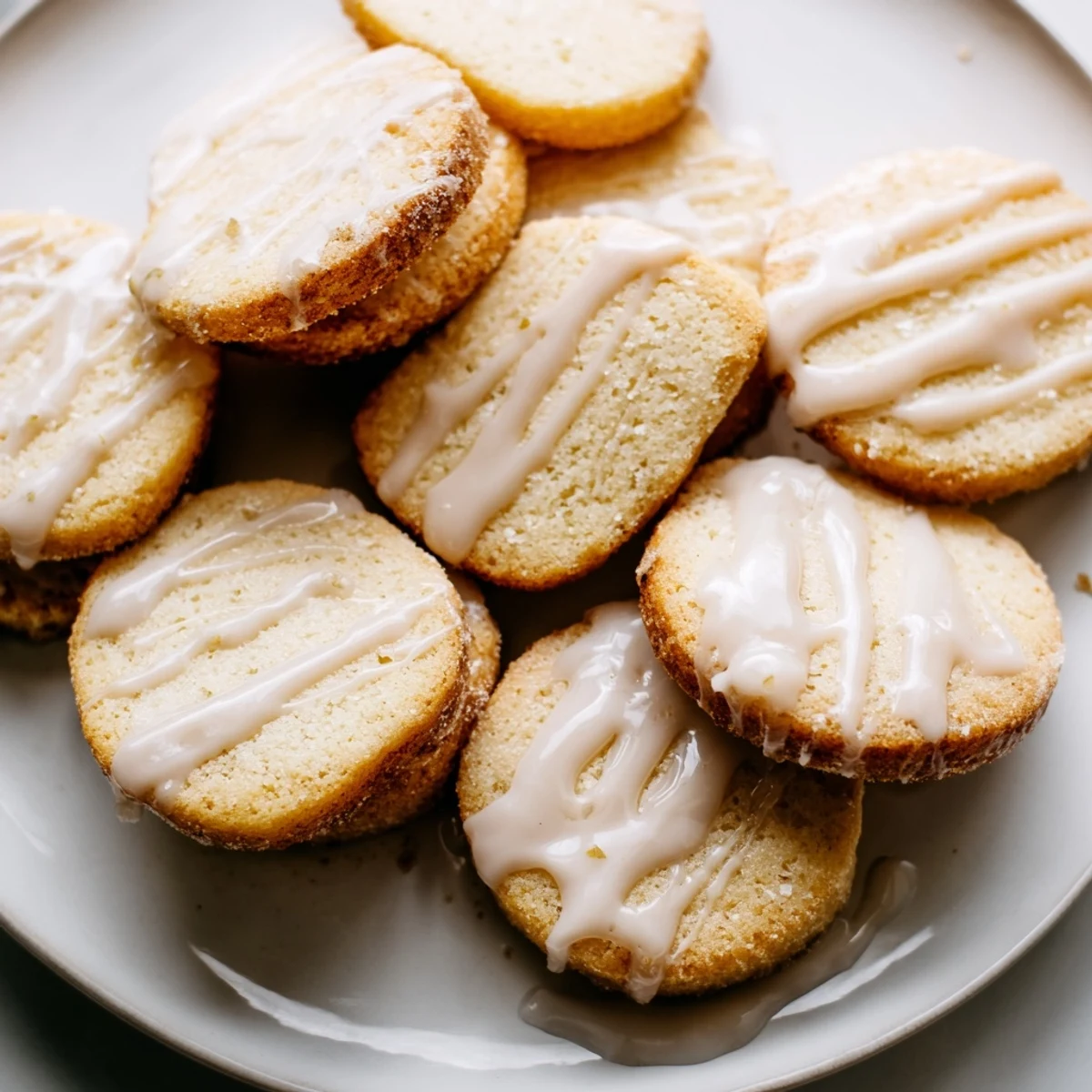 Buttery Sablé cookies drizzled with creamy soda float glaze for delightful treats.  