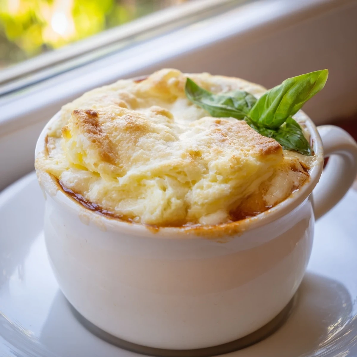 Indulge in Cheese Soufflé Lasagne Soup Bowls, bursting with rich tomato and cheese flavors.  