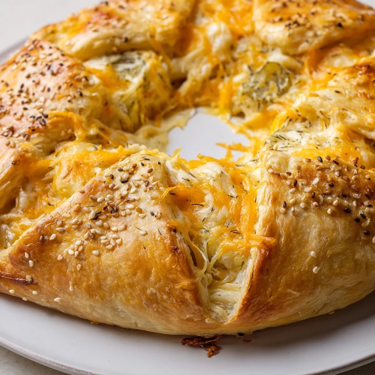 Ronds dorés de galette au fromage et aux cornichons, irrésistibles à l’apéritif.  