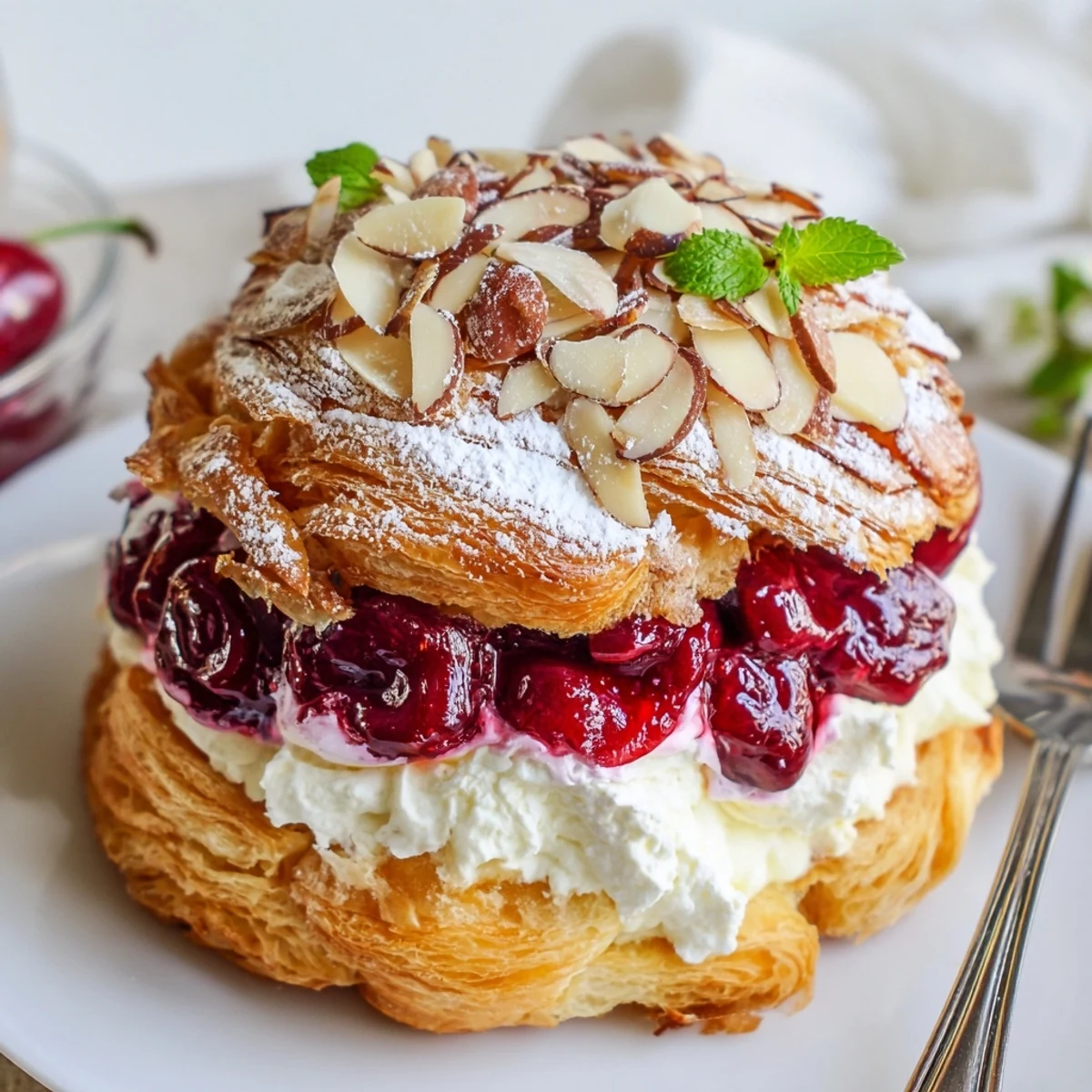 Gâteau croissant cerise crème