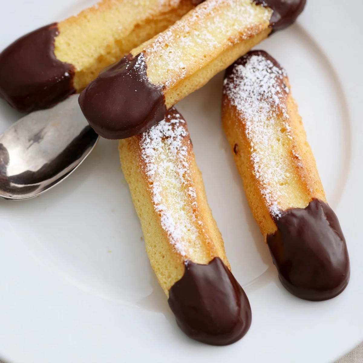 Bâtonnets de madeleine légère, au goût de vanille et de citron, prêts à être dégustés.