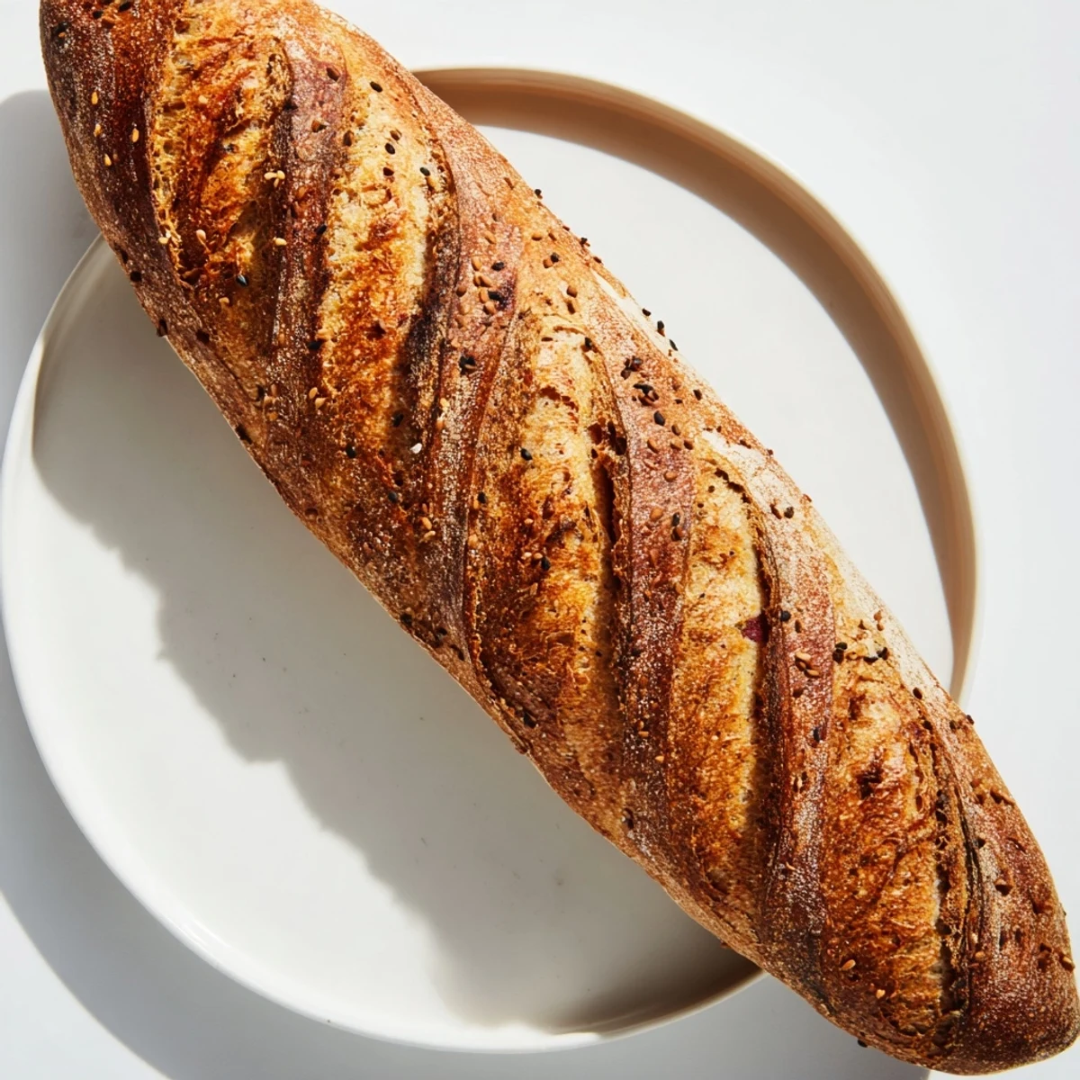 Baguette dorée au vin rouge, parfaite pour accompagner des charcuteries raffinées.  