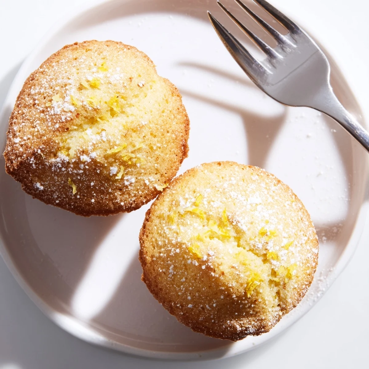 Muffins au citron Madeleine à la texture légère et aérée, parfaits pour le petit-déjeuner.  