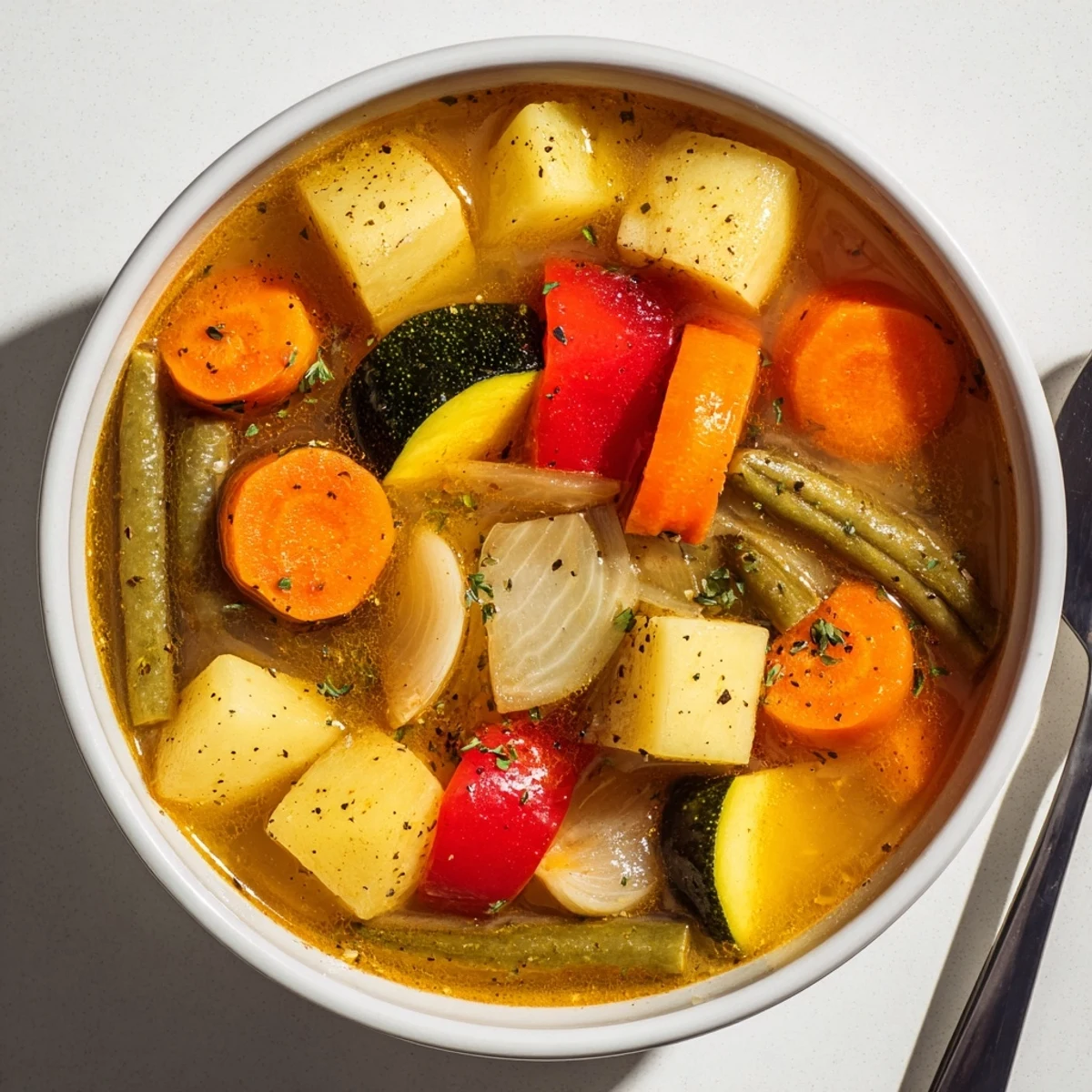 Bol de soupe réconfortante, avec ail rôti et légumes frais pour un goût savoureux.