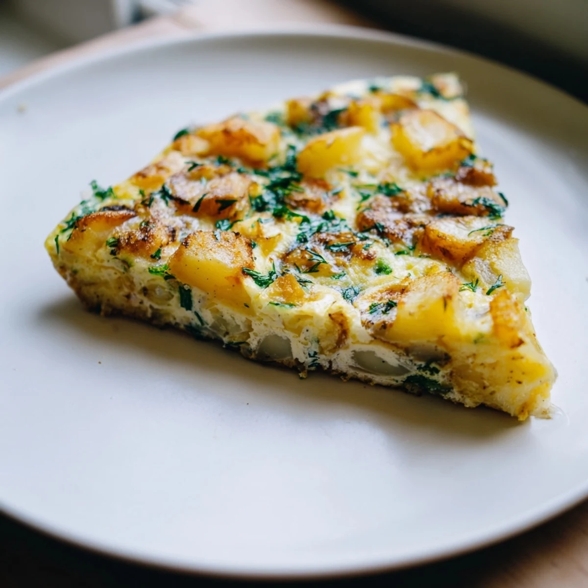 Freshly baked Italian Potato & Herb Frittata, perfect for a vegetarian meal, as described.