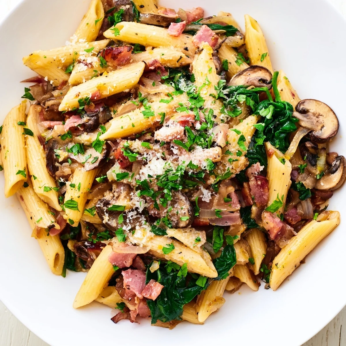 Leftover Sautéed Pasta Skillet, sizzling hot, with mixed vegetables and melted cheese, ready to serve.