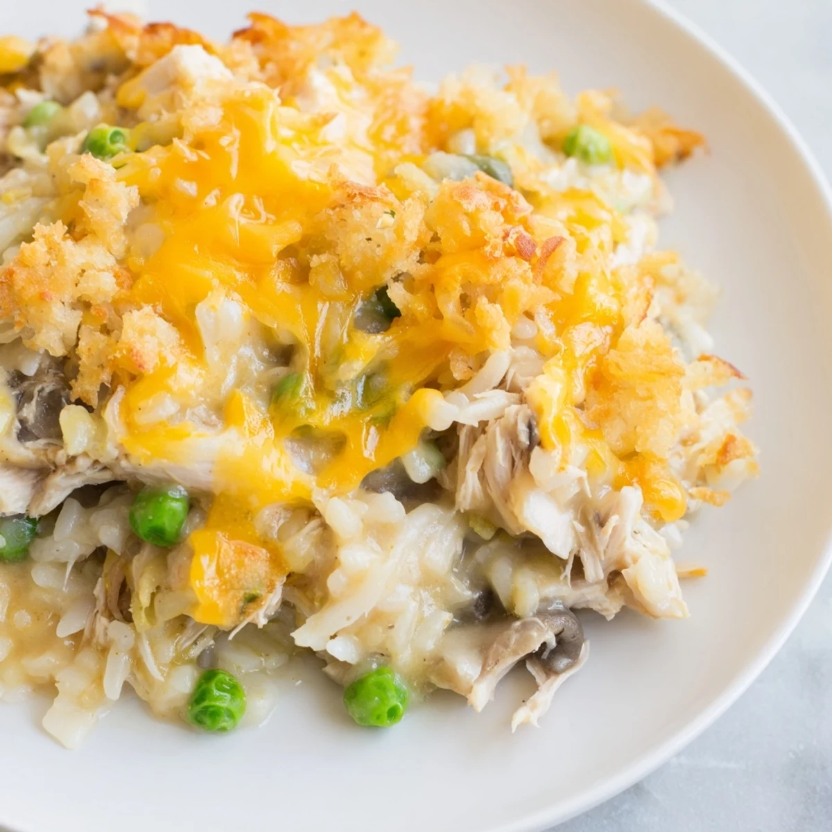 Golden, bubbly Easy Tuna and Rice Casserole, a creamy, comforting family favorite meal.