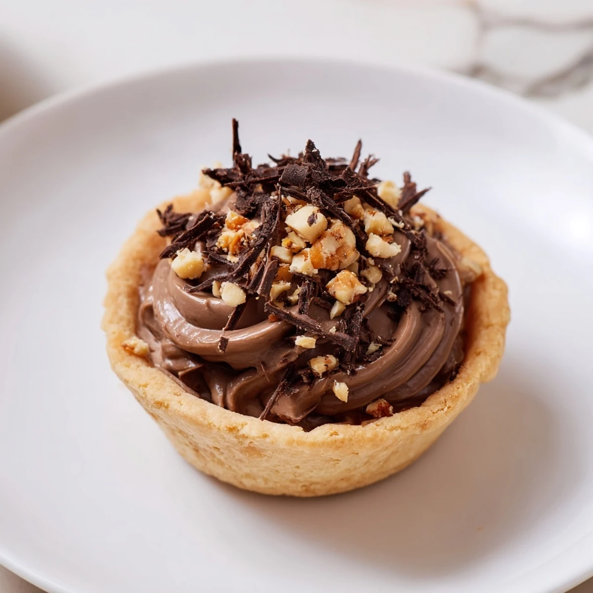 Golden-baked Quick Crème de Marron Shortbread Cups, topped with chopped nuts, perfect for tea time.