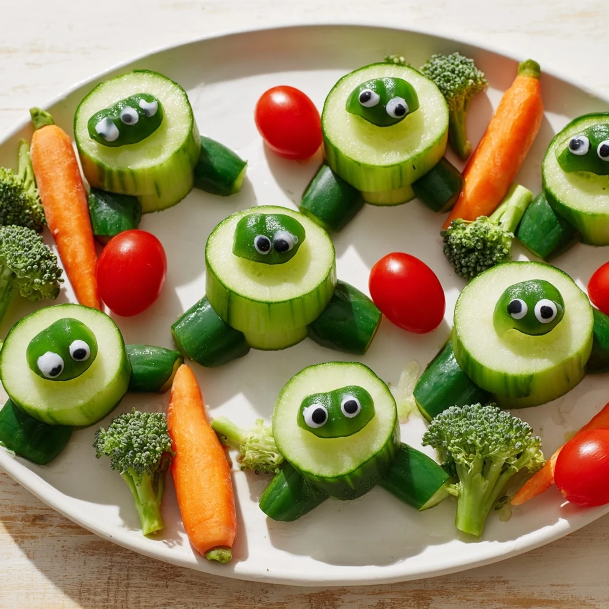 The fun Slow & Savory Turtle Crudités appetizer is plated with a creamy herb dip.