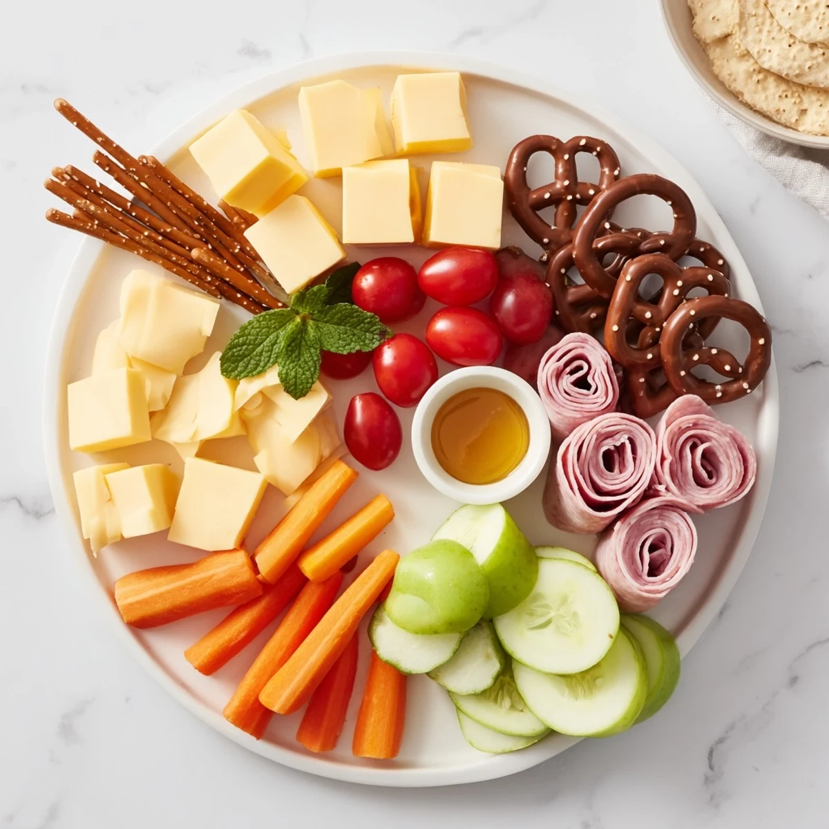 A large, colorful Gallop & Graze Horse Charcuterie board filled with fresh snacks, ideal for party food.